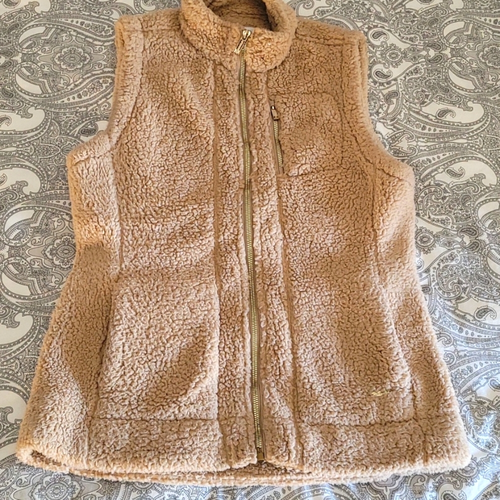 Calvin Klein Size Small Petite Sherpa "Fuzzy" Zip Front Vest